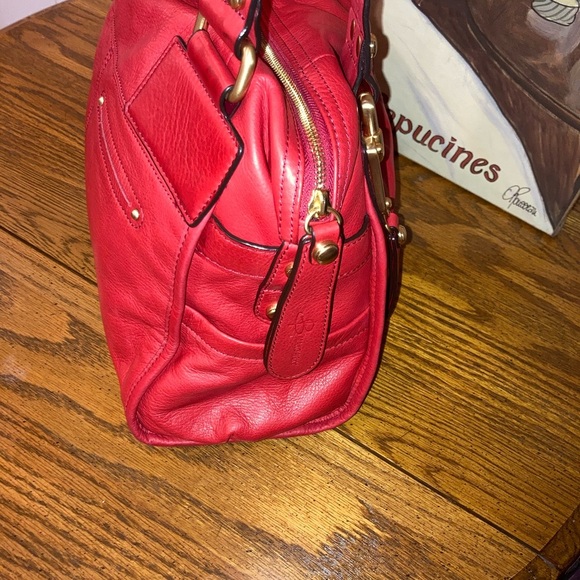 B. Makowsky Rosy Red Glove Leather Satchel & Dust Bag - EUC - Picture 6 of 14